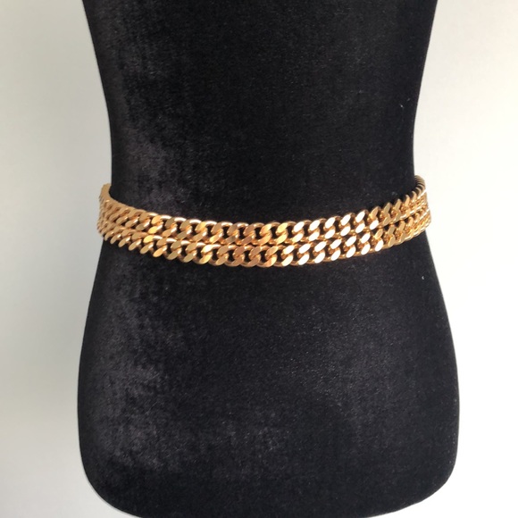 Moschino double chain gold/leather belt. Size 38 - Picture 9 of 11